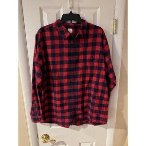 Hanna Andersson Men's Red Blue Buffalo Plaid Flannel Shirt L Festive Holiday New